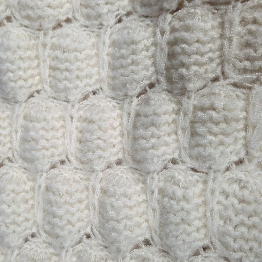 Jodifl Ivory Oversized Popcorn Bubble Sleeve Knit Sweater H8104 Cream Small